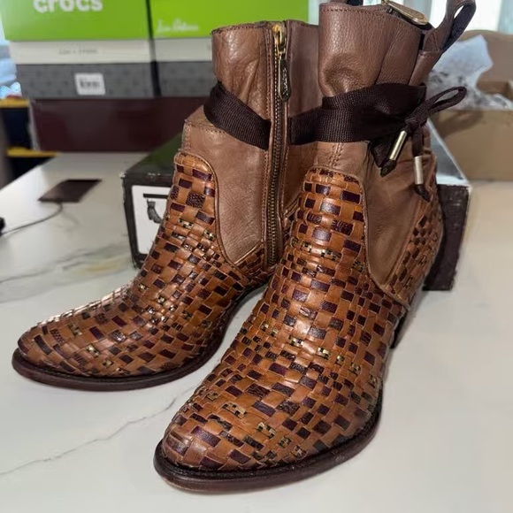 Freebird by Steven Tan and Brown Woven Heeled Boots - Picture 5 of 7